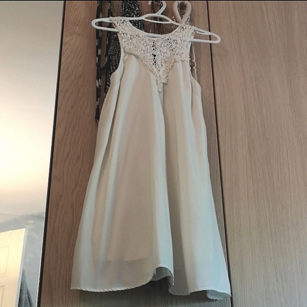 Cream shift dress with lace detailing